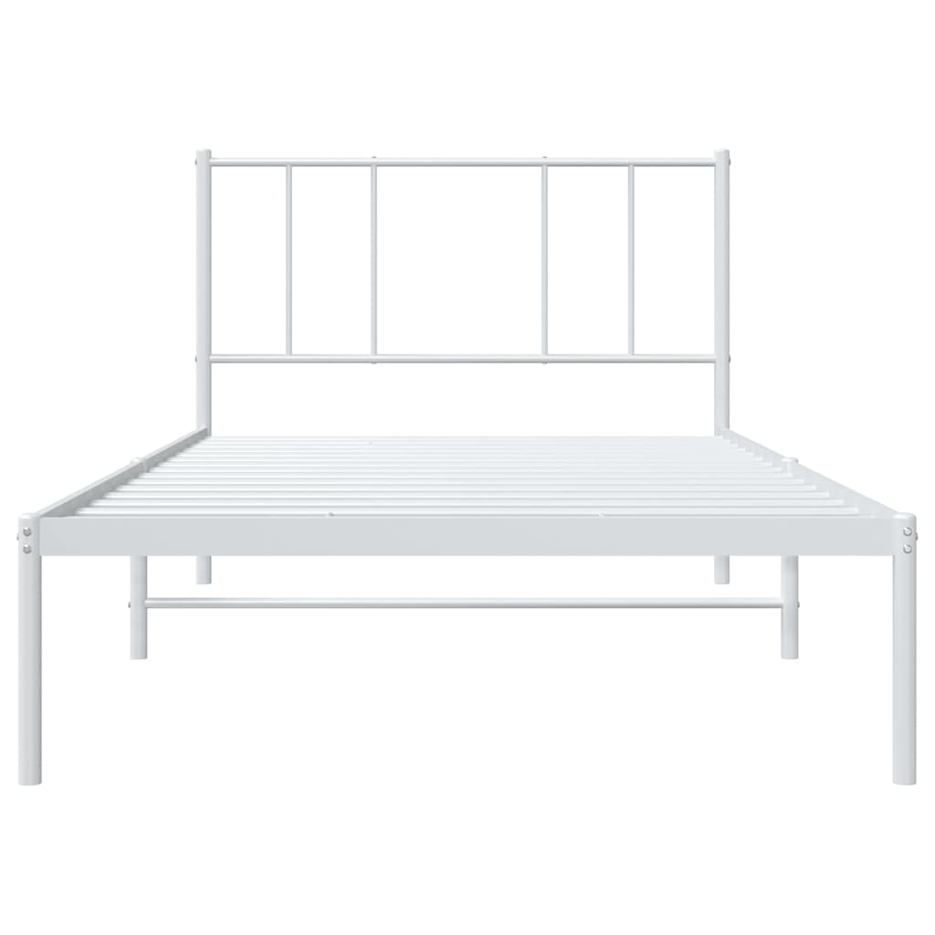Metal Bed Frame without Mattress with Headboard White 80x200cm