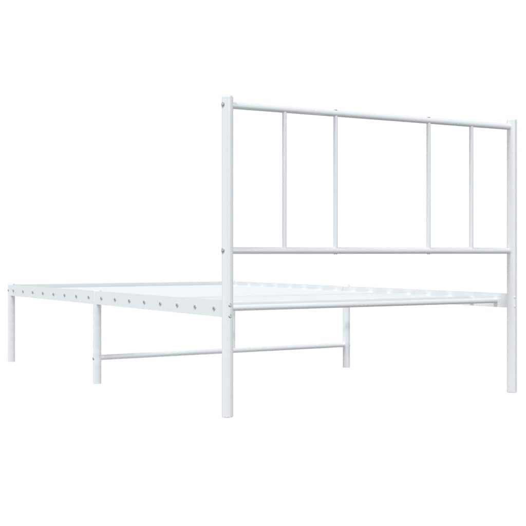 Metal Bed Frame without Mattress with Headboard White 90x190cm