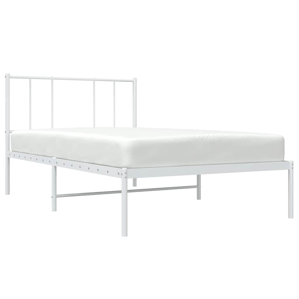 Metal Bed Frame without Mattress with Headboard White 100x200cm