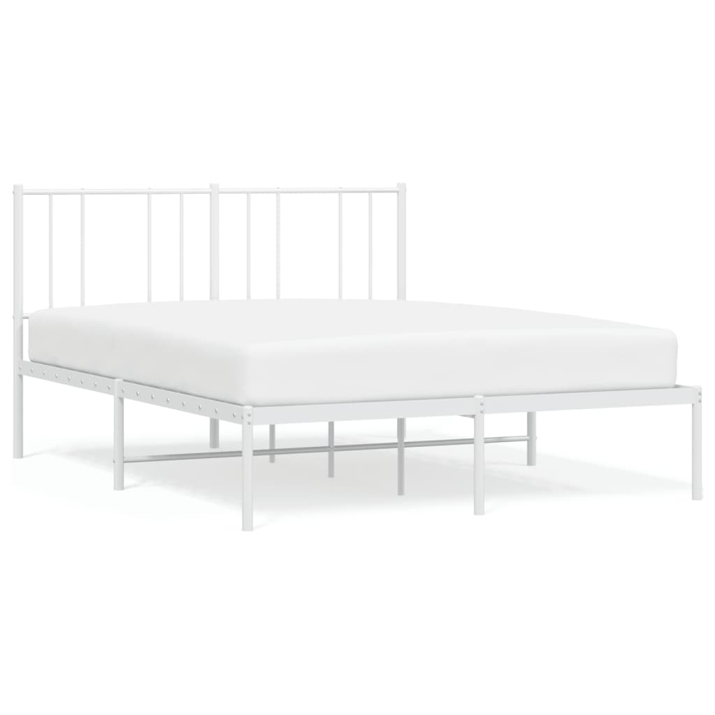Metal Bed Frame without Mattress with Headboard White 120x190cm