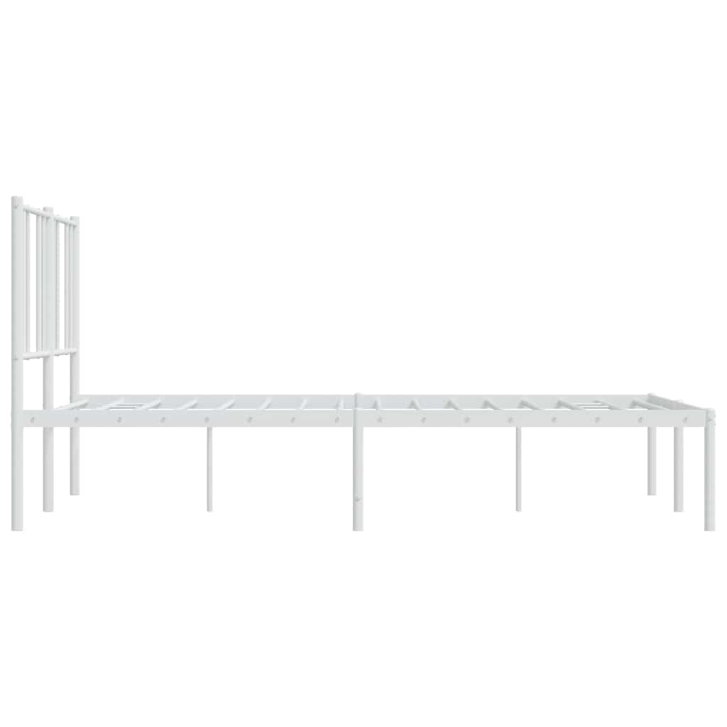 Metal Bed Frame without Mattress with Headboard White 120x200cm