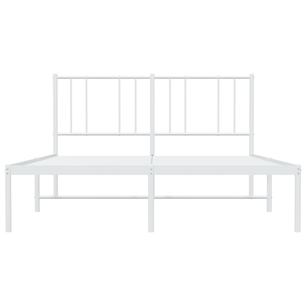 vidaXL Metal Bed Frame without Mattress with Headboard White 135x190cm