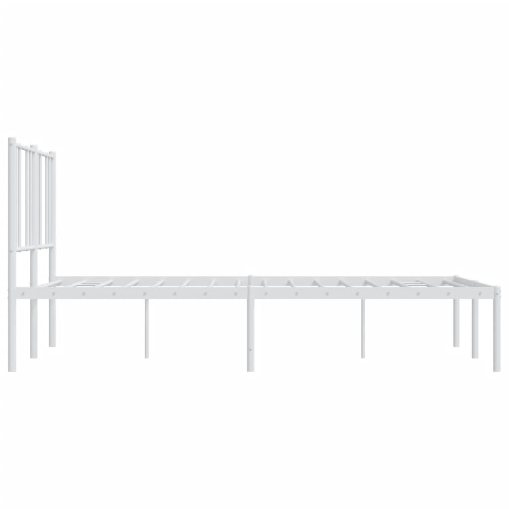 vidaXL Metal Bed Frame without Mattress with Headboard White 135x190cm