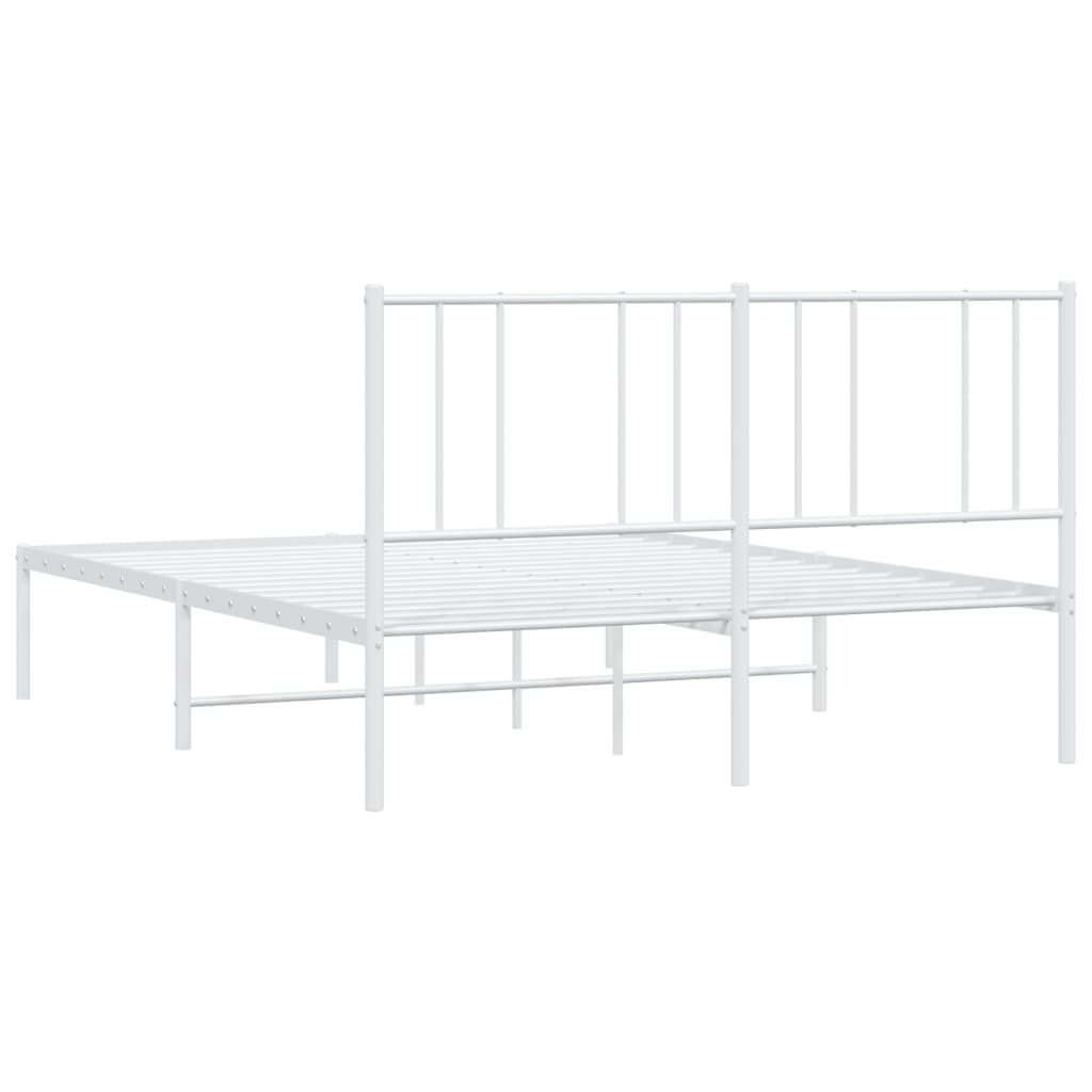 vidaXL Metal Bed Frame without Mattress with Headboard White 135x190cm