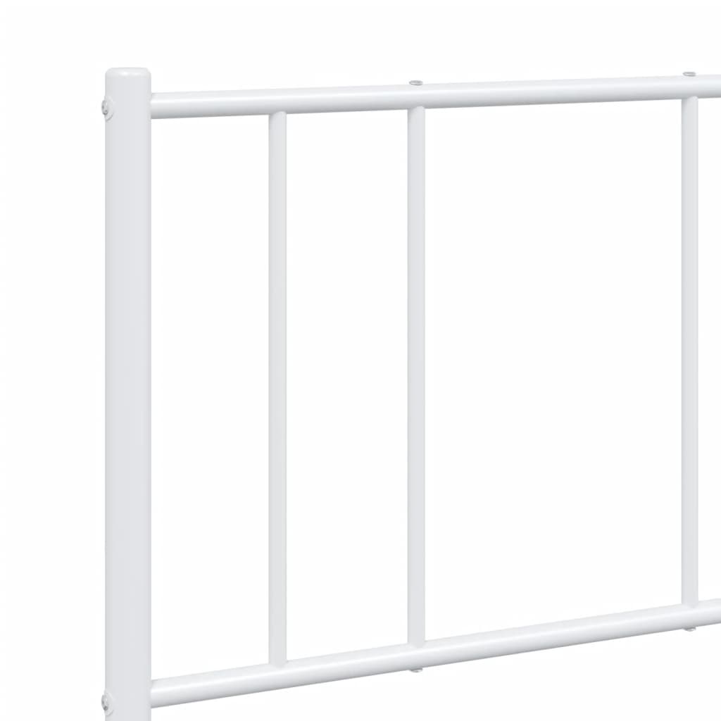 vidaXL Metal Bed Frame without Mattress with Headboard White 135x190cm