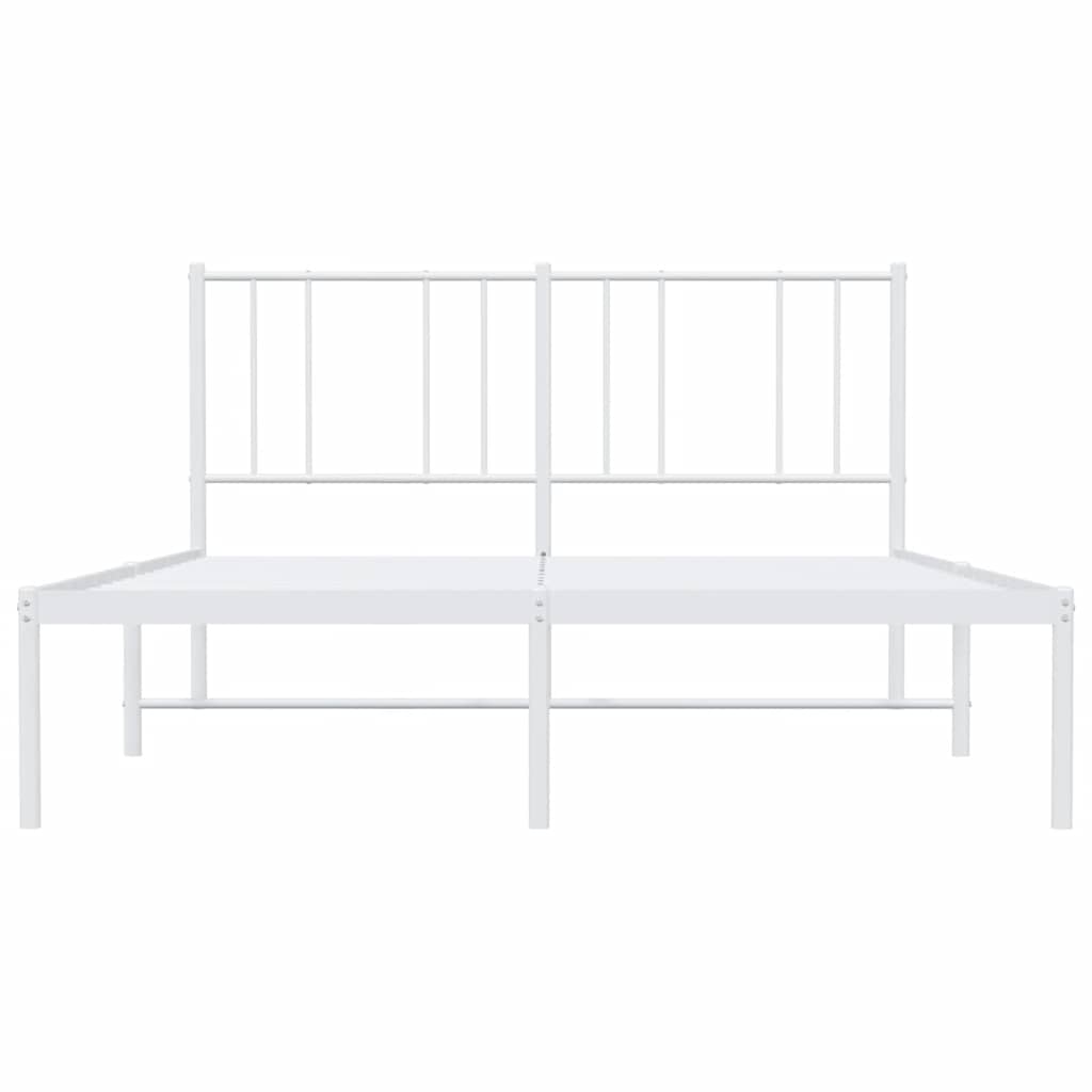 Metal Bed Frame without Mattress with Headboard White 140x200cm