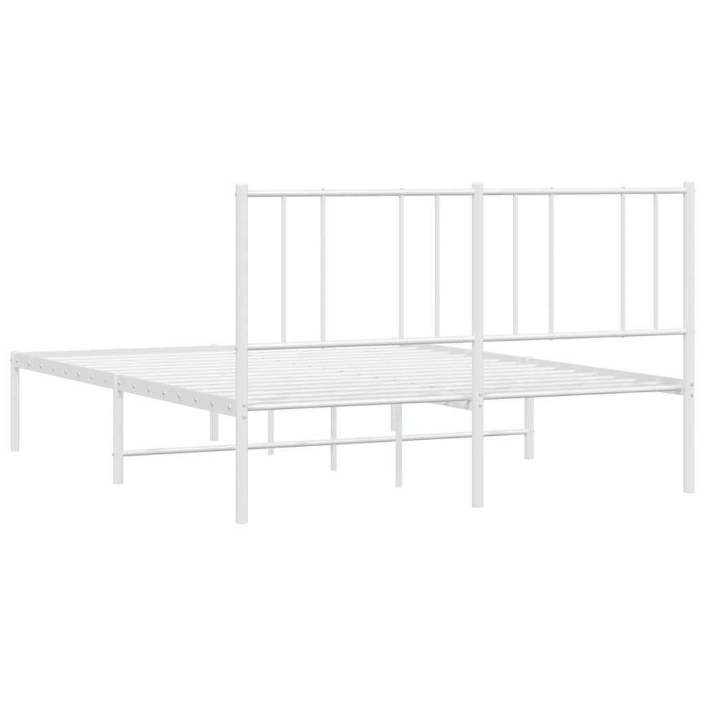 Metal Bed Frame without Mattress with Headboard White 140x200cm