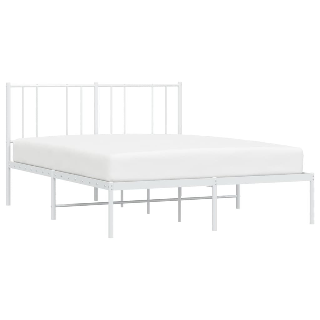 vidaXL Metal Bed Frame without Mattress with Headboard White 150x200cm