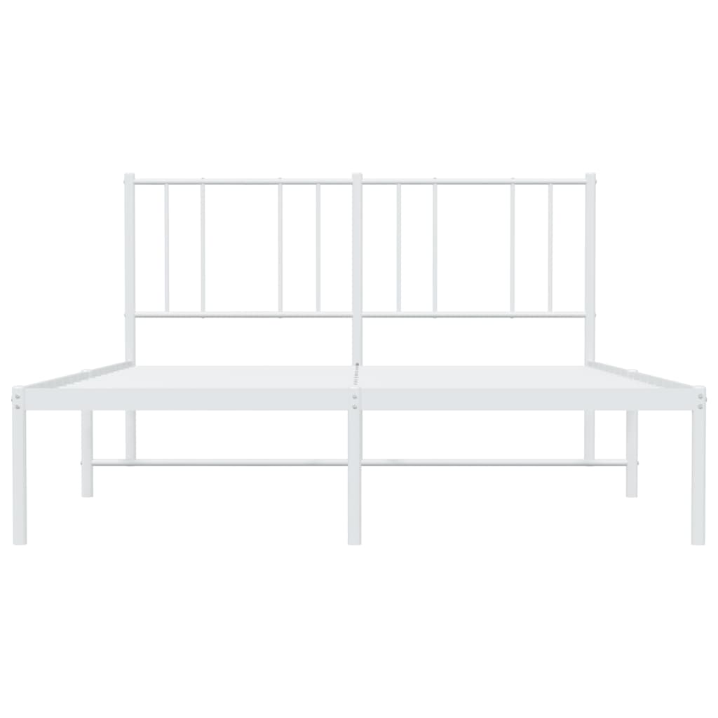 vidaXL Metal Bed Frame without Mattress with Headboard White 150x200cm