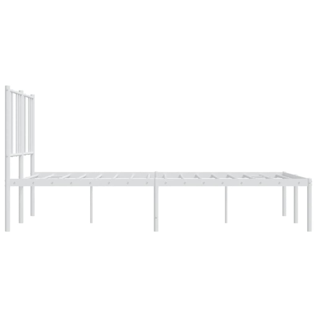 vidaXL Metal Bed Frame without Mattress with Headboard White 150x200cm