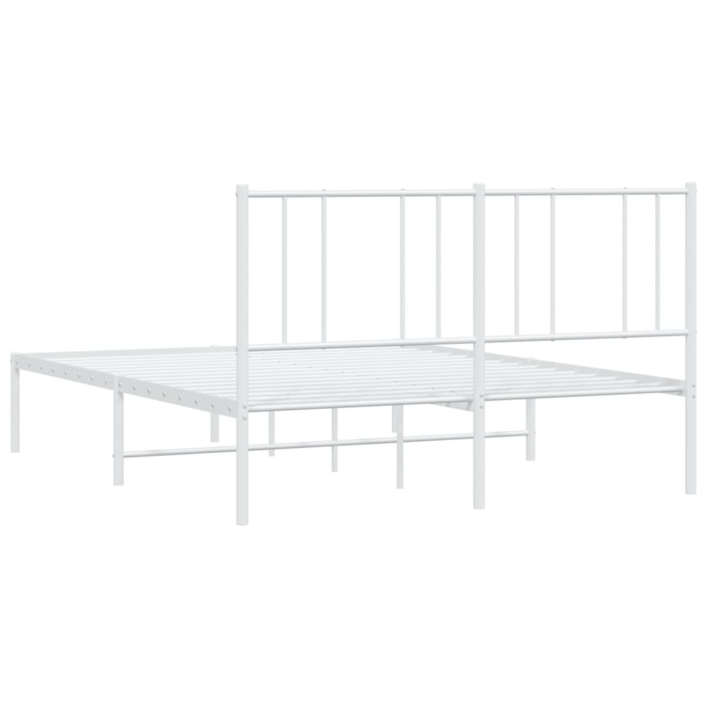 vidaXL Metal Bed Frame without Mattress with Headboard White 150x200cm