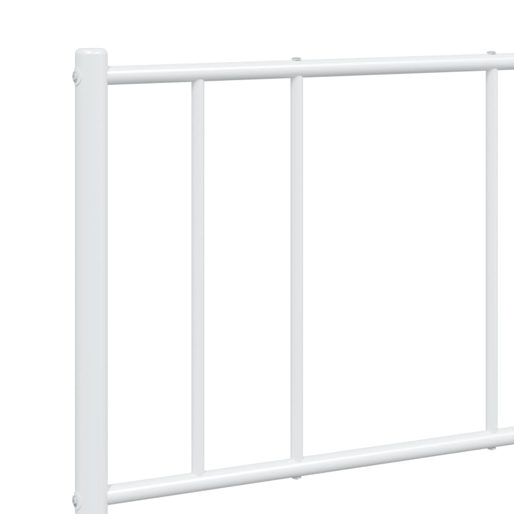 vidaXL Metal Bed Frame without Mattress with Headboard White 150x200cm