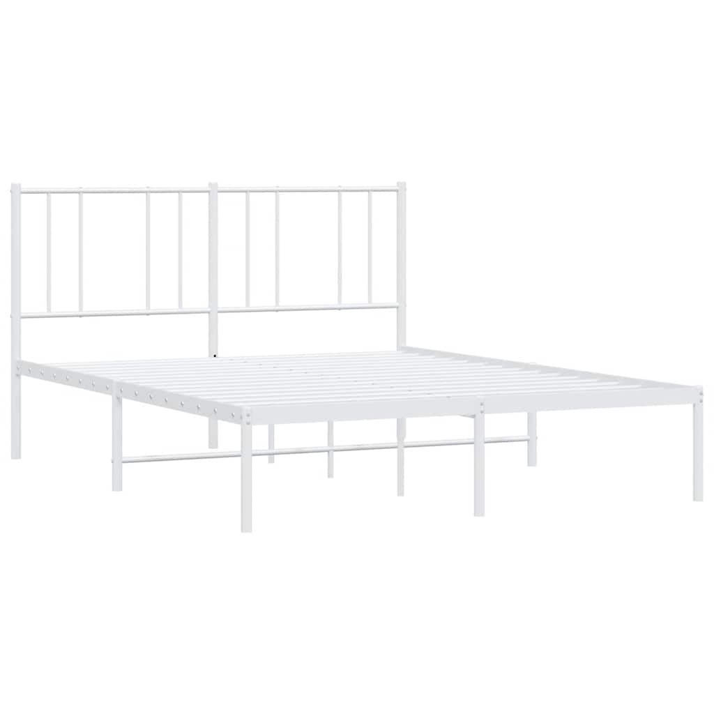 Metal Bed Frame without Mattress with Headboard White 160x200cm
