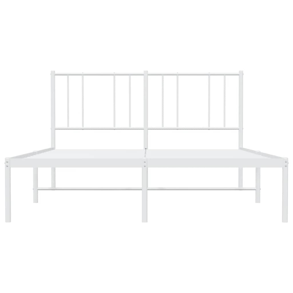 Metal Bed Frame without Mattress with Headboard White 160x200cm
