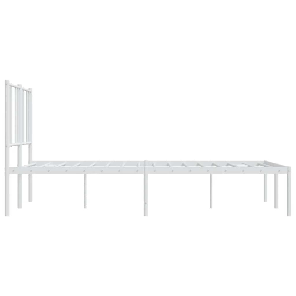 Metal Bed Frame without Mattress with Headboard White 160x200cm