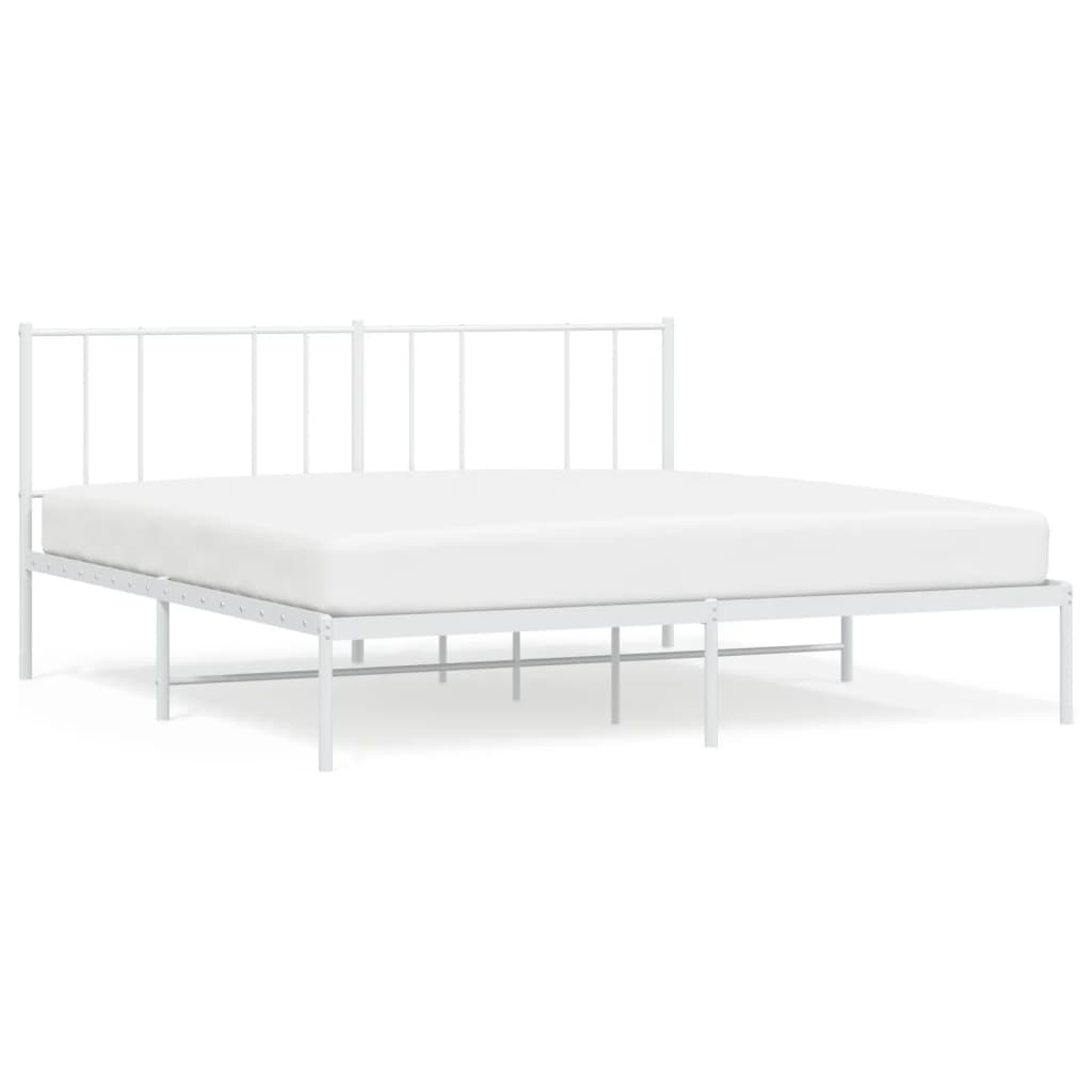 vidaXL Metal Bed Frame without Mattress with Headboard White 180x200cm