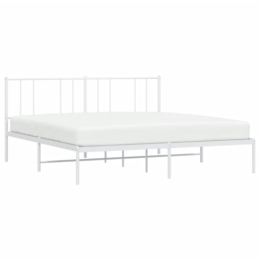 vidaXL Metal Bed Frame without Mattress with Headboard White 180x200cm