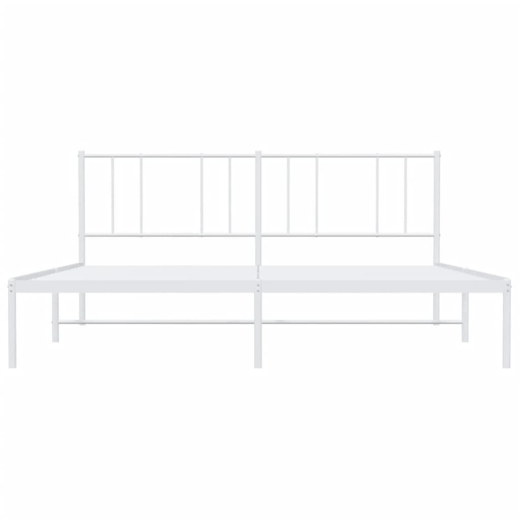 vidaXL Metal Bed Frame without Mattress with Headboard White 180x200cm