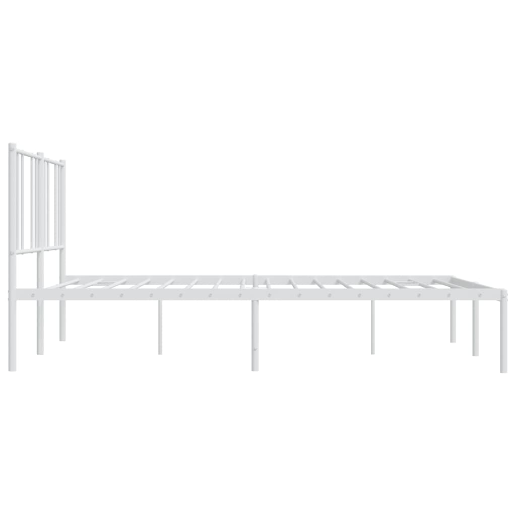 vidaXL Metal Bed Frame without Mattress with Headboard White 180x200cm