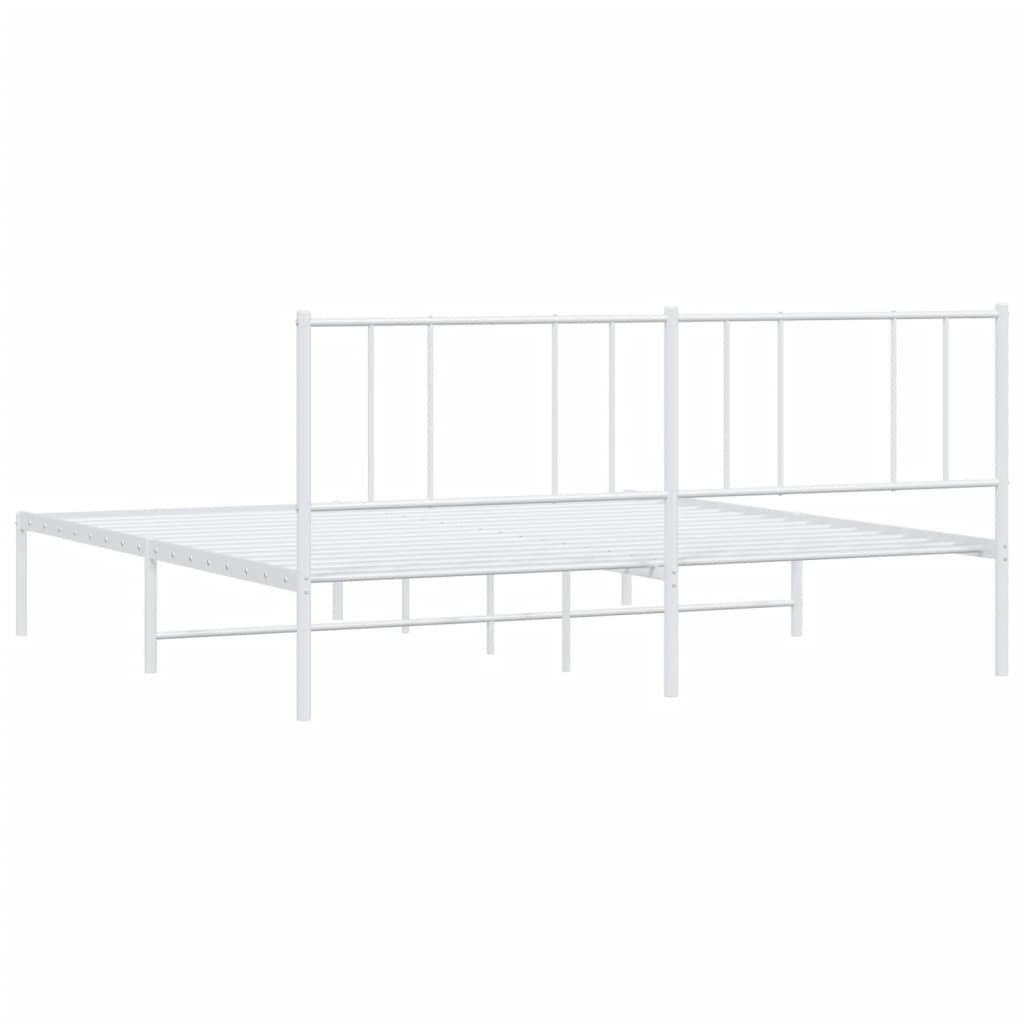 vidaXL Metal Bed Frame without Mattress with Headboard White 180x200cm