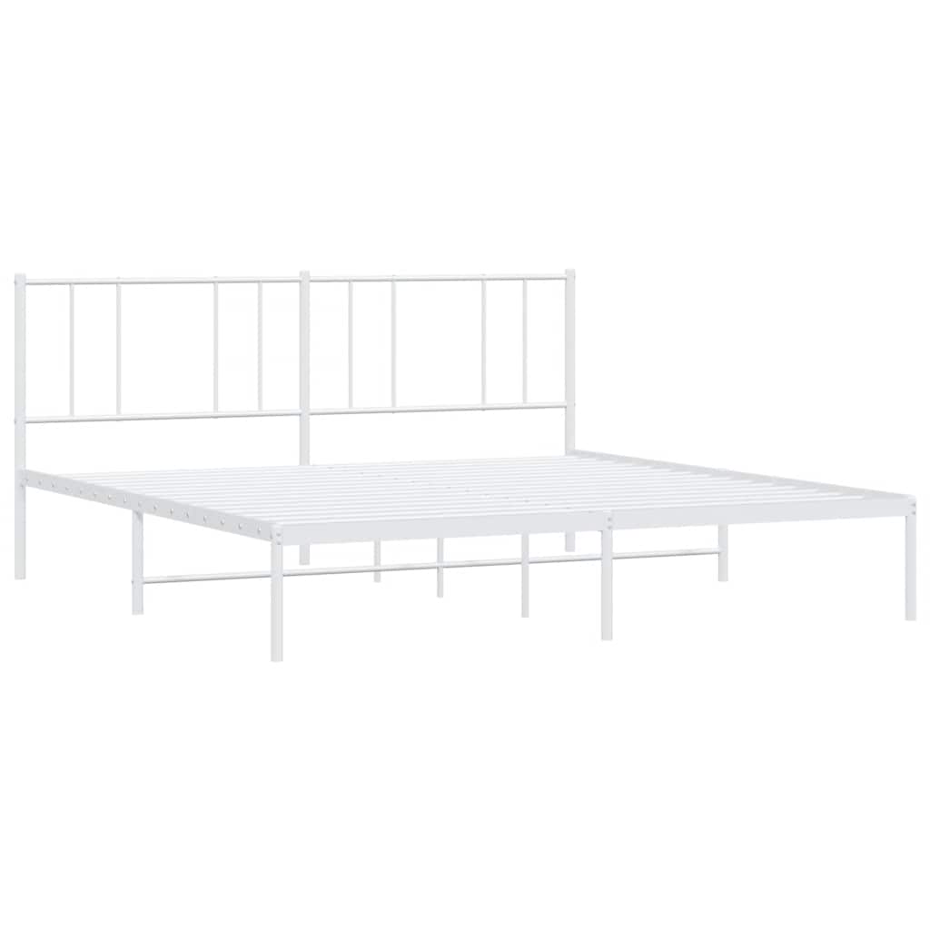 Metal Bed Frame without Mattress with Headboard White 183x213cm