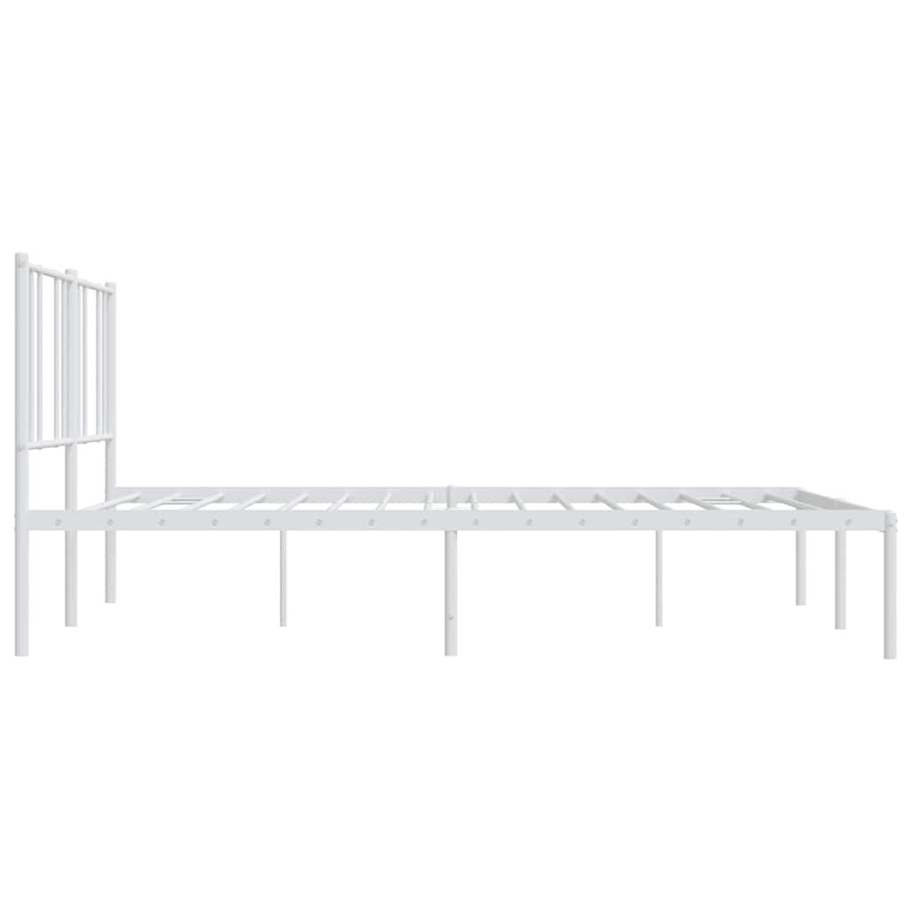 Metal Bed Frame without Mattress with Headboard White 183x213cm