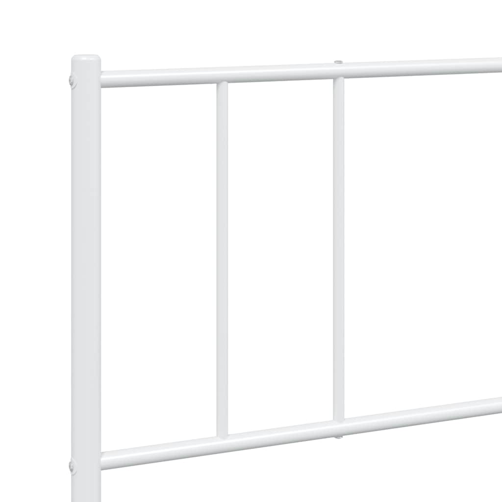 Metal Bed Frame without Mattress with Headboard White 183x213cm