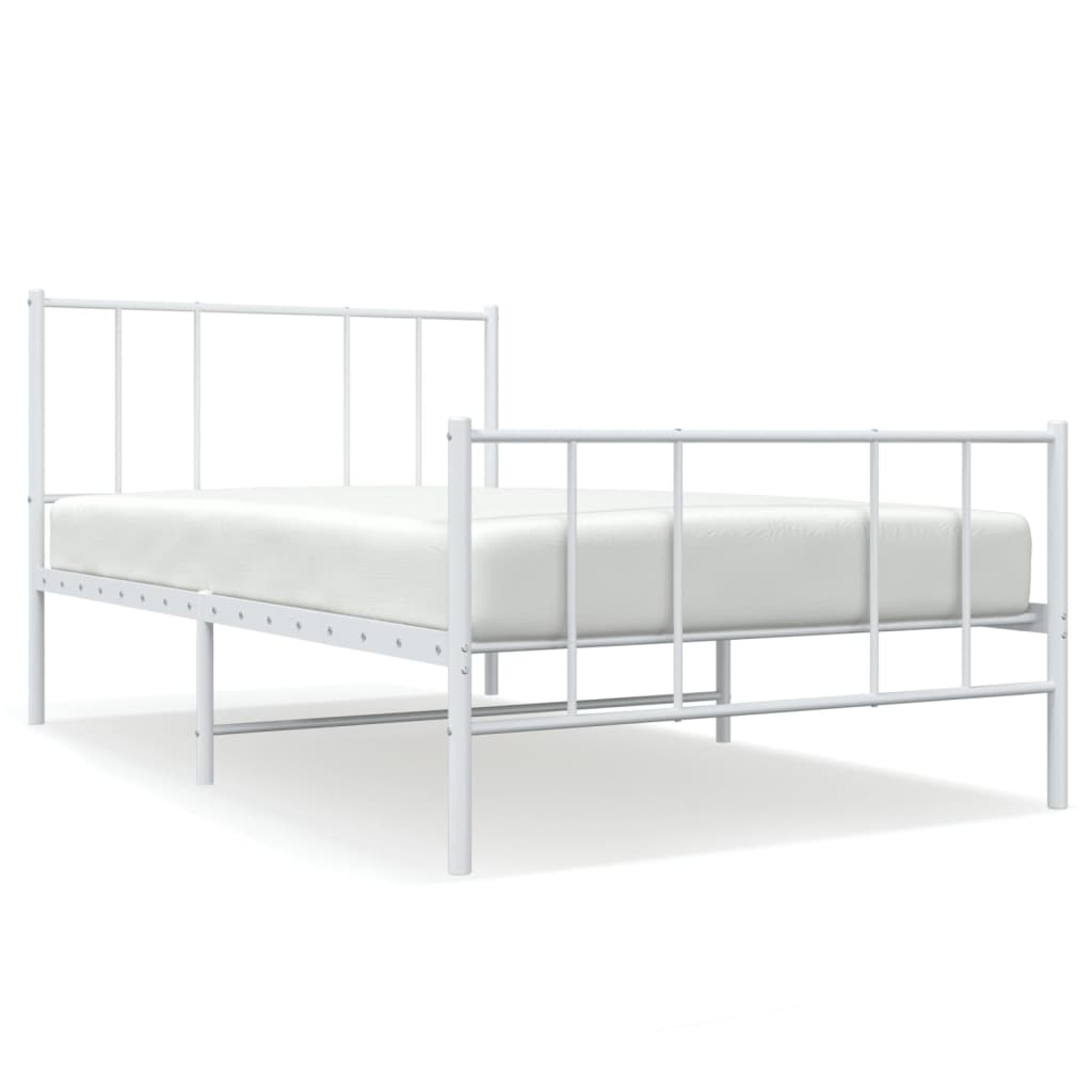 vidaXL Metal Bed Frame without Mattress with Footboard White 80x200cm