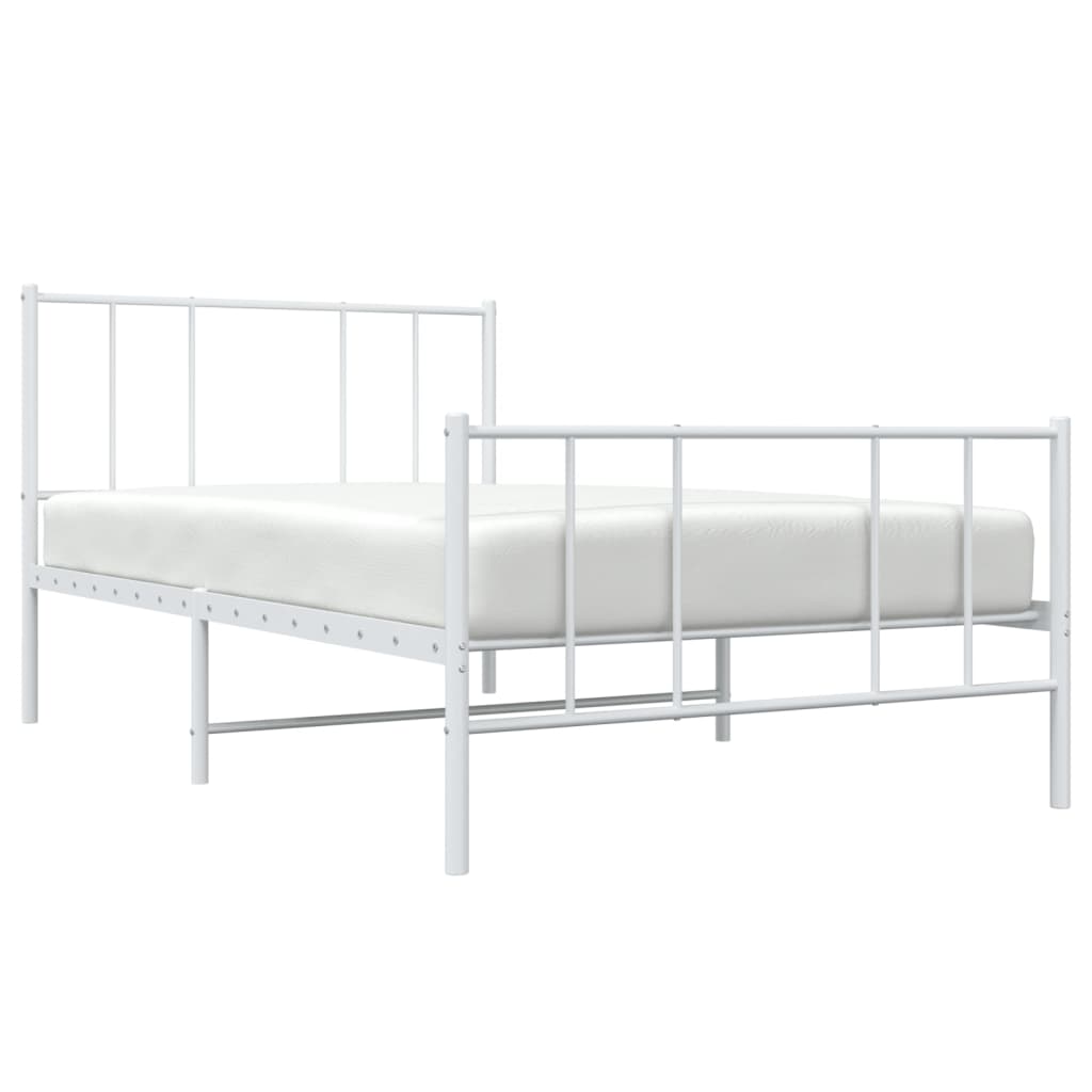 vidaXL Metal Bed Frame without Mattress with Footboard White 80x200cm