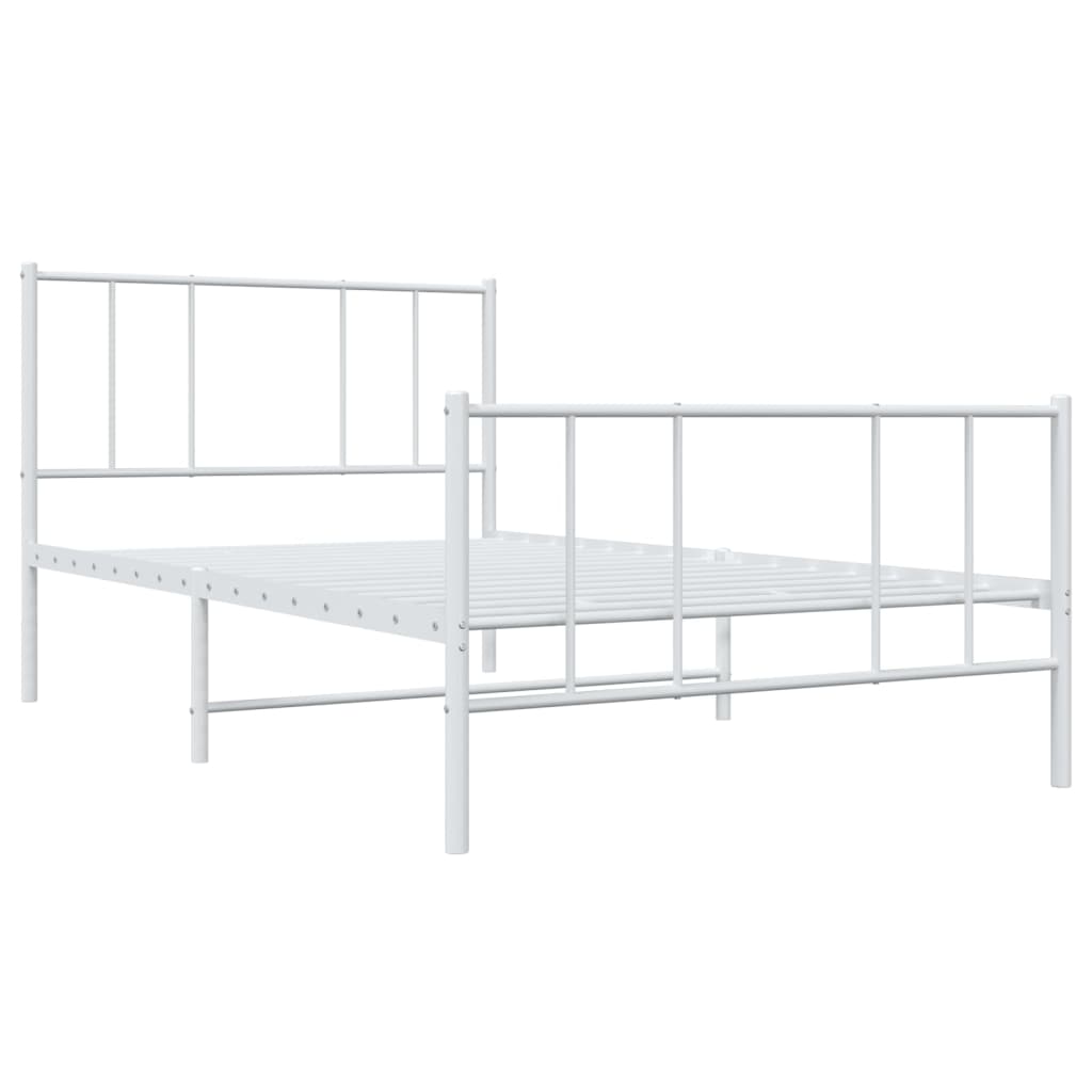 vidaXL Metal Bed Frame without Mattress with Footboard White 80x200cm