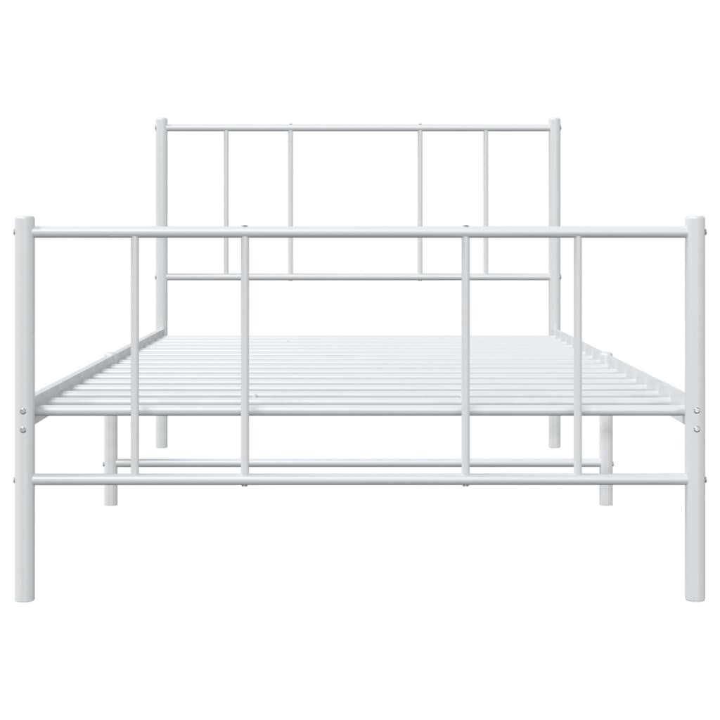 vidaXL Metal Bed Frame without Mattress with Footboard White 80x200cm