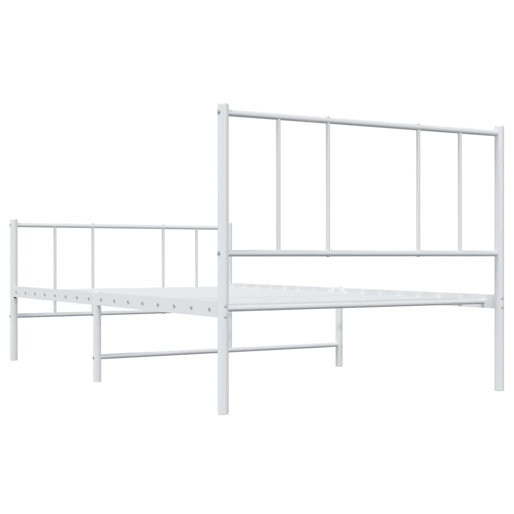 vidaXL Metal Bed Frame without Mattress with Footboard White 80x200cm