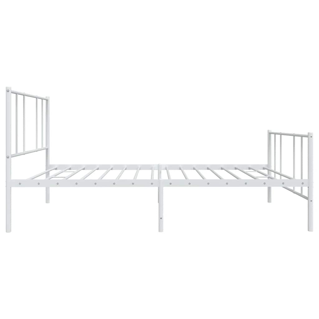 Metal Bed Frame without Mattress with Footboard White 90x190cm
