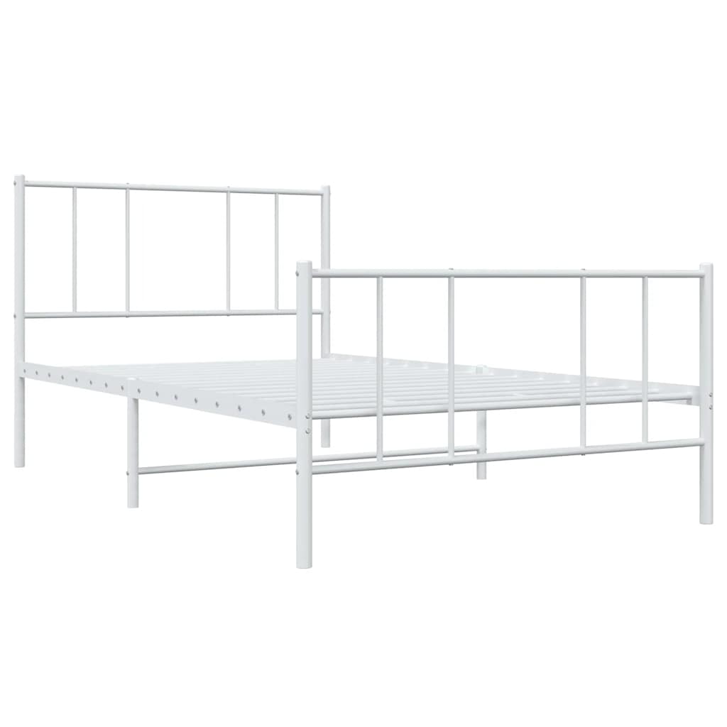 Metal Bed Frame without Mattress with Footboard White 100x190cm