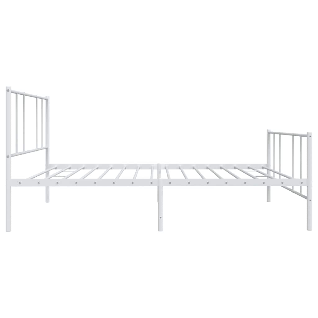 Metal Bed Frame without Mattress with Footboard White 100x190cm