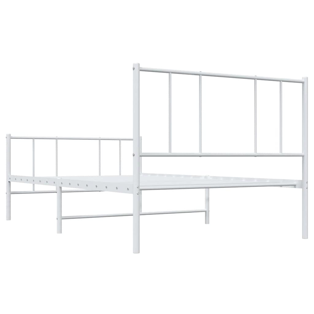 Metal Bed Frame without Mattress with Footboard White 100x190cm