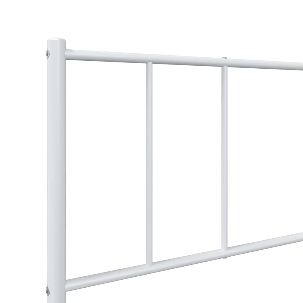 Metal Bed Frame without Mattress with Footboard White 100x190cm
