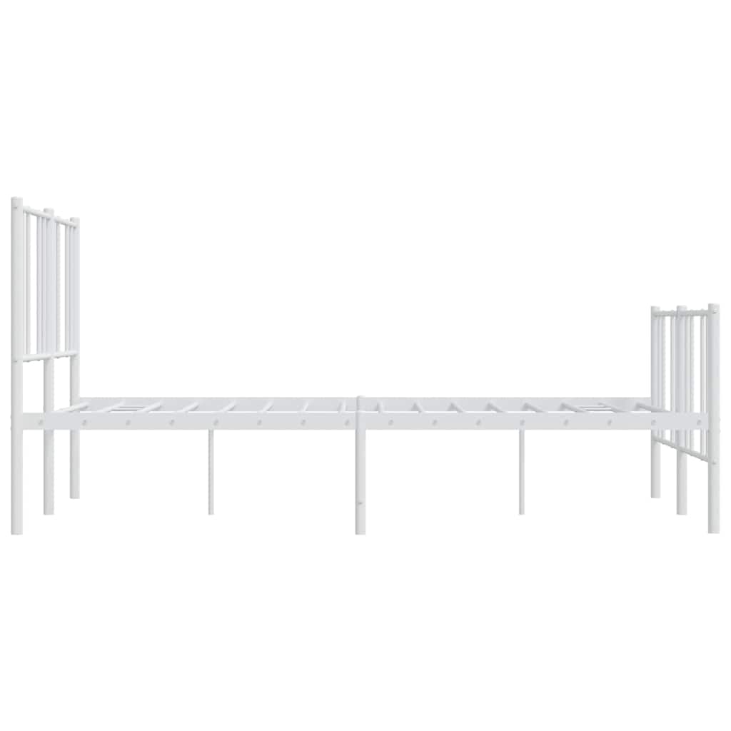 Metal Bed Frame without Mattress with Footboard White 120x190cm