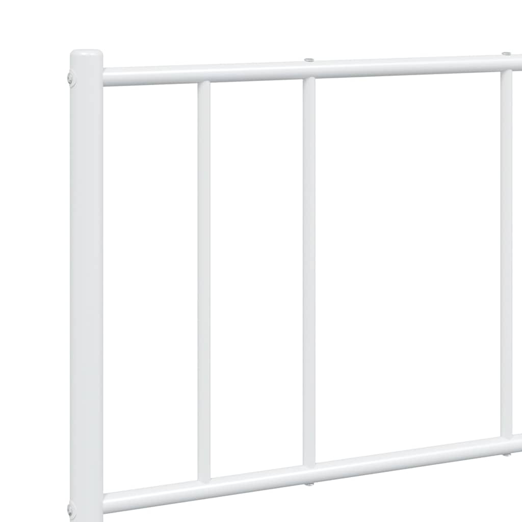 Metal Bed Frame without Mattress with Footboard White 120x190cm