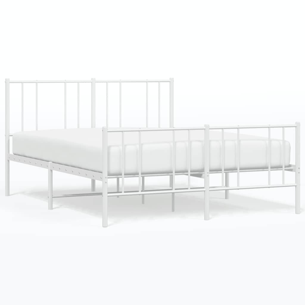 Metal Bed Frame without Mattress with Footboard White 120x200cm