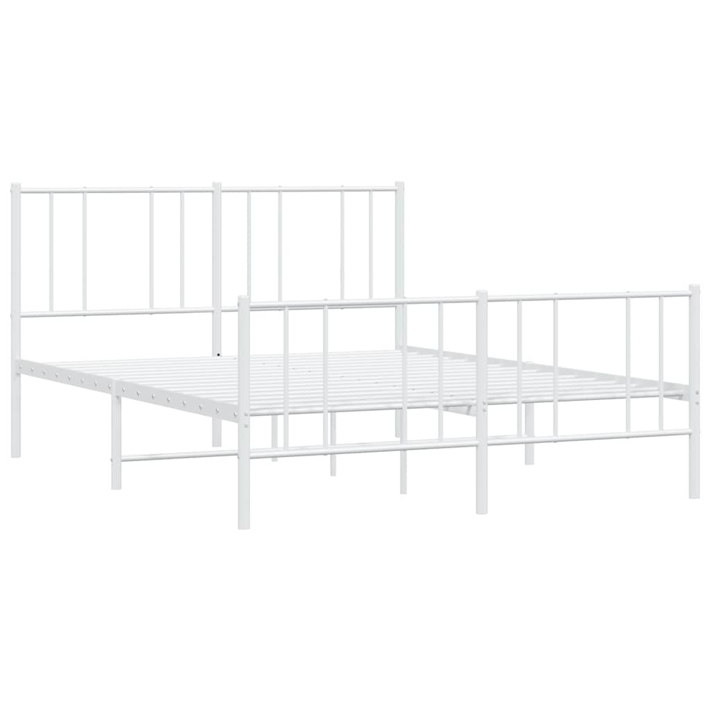 Metal Bed Frame without Mattress with Footboard White 120x200cm