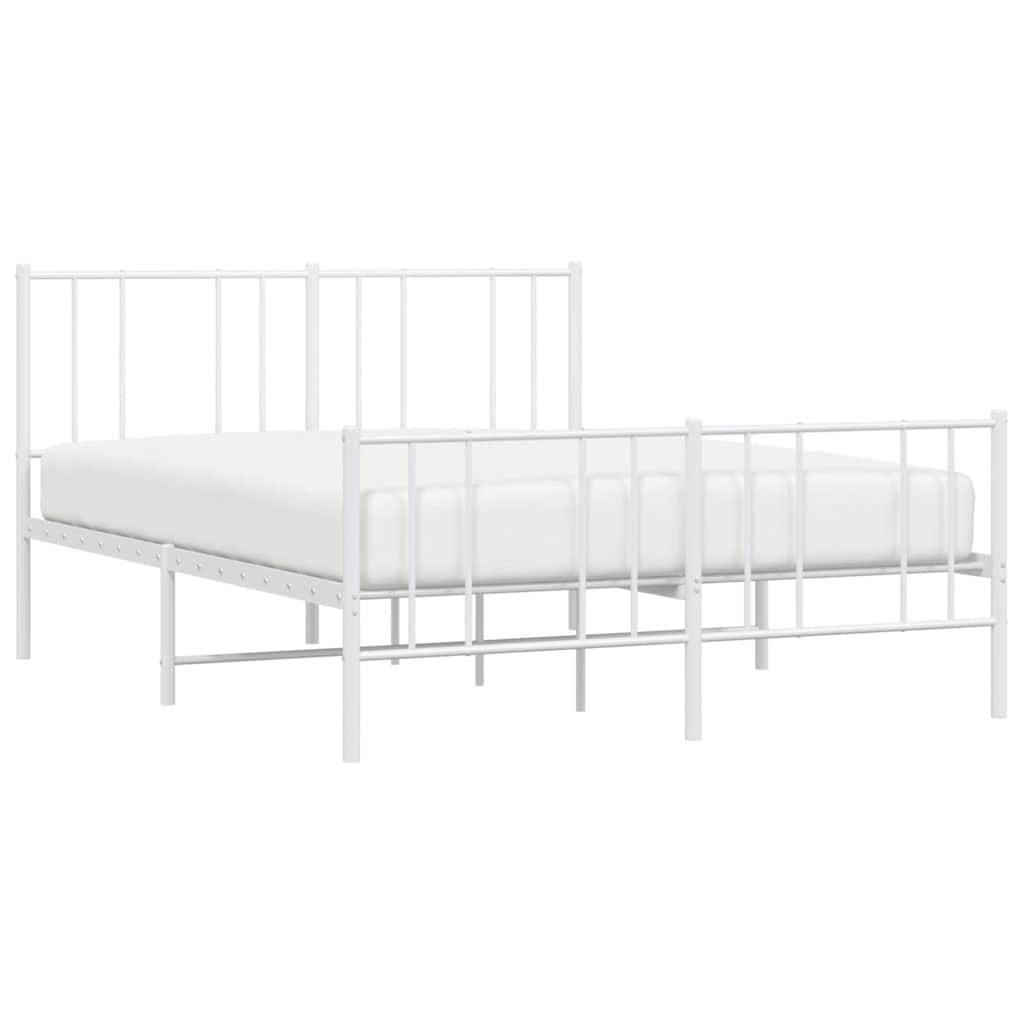 Metal Bed Frame without Mattress with Footboard White 140x190cm