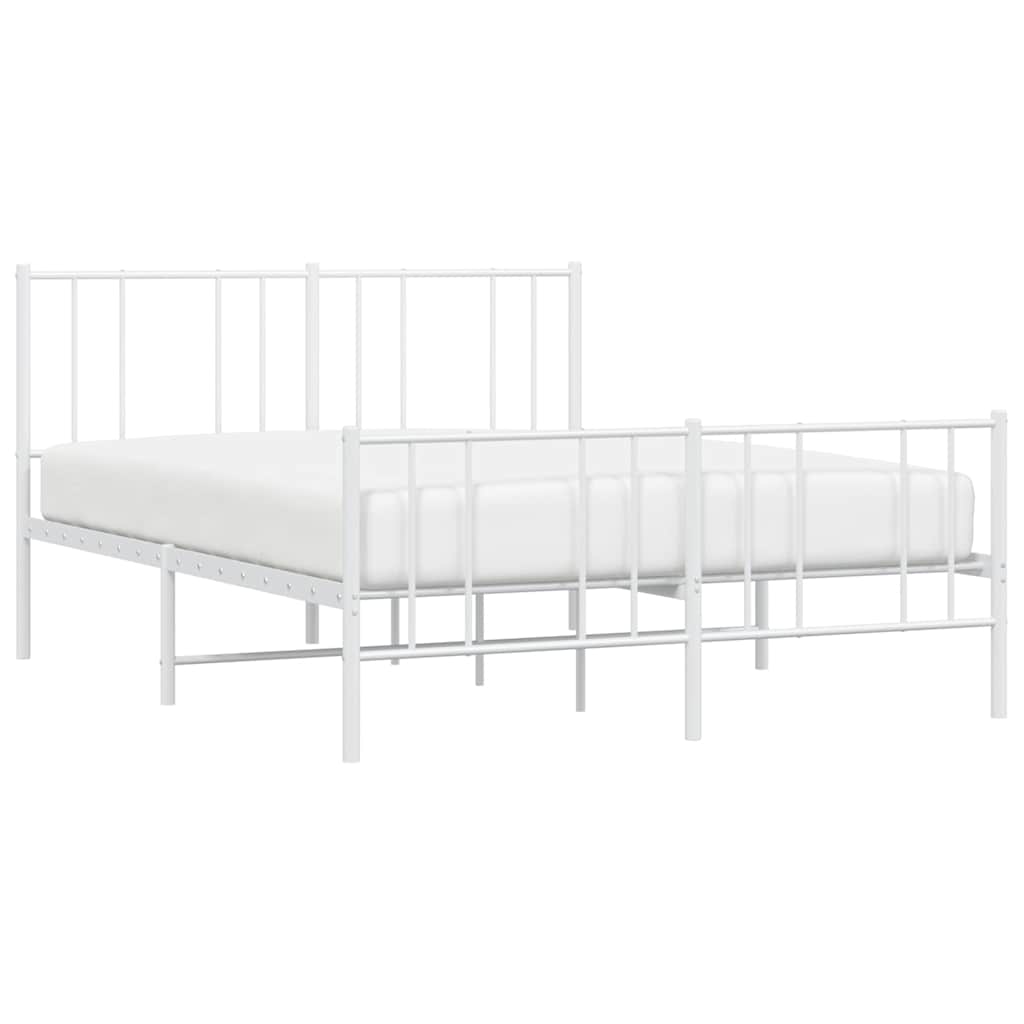 Metal Bed Frame without Mattress with Footboard White 140x200cm