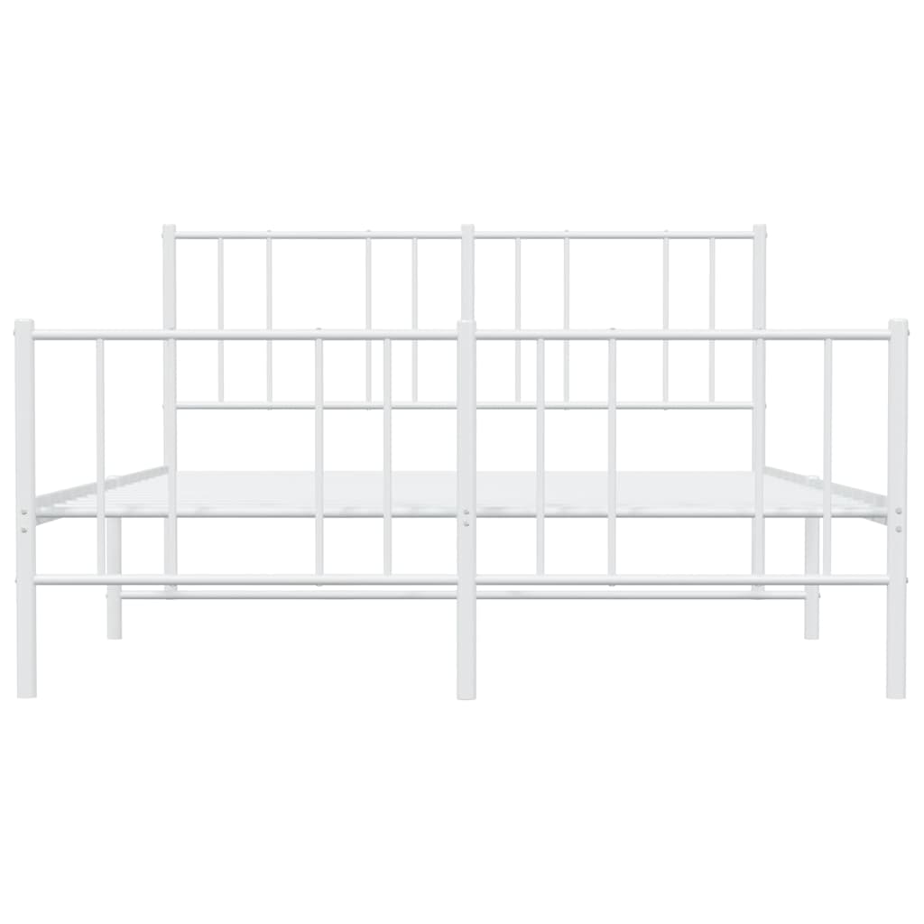 Metal Bed Frame without Mattress with Footboard White 140x200cm