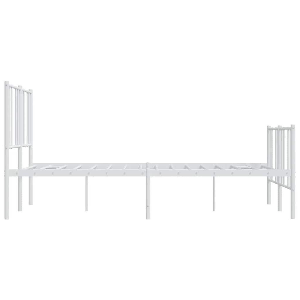 Metal Bed Frame without Mattress with Footboard White 160x200cm