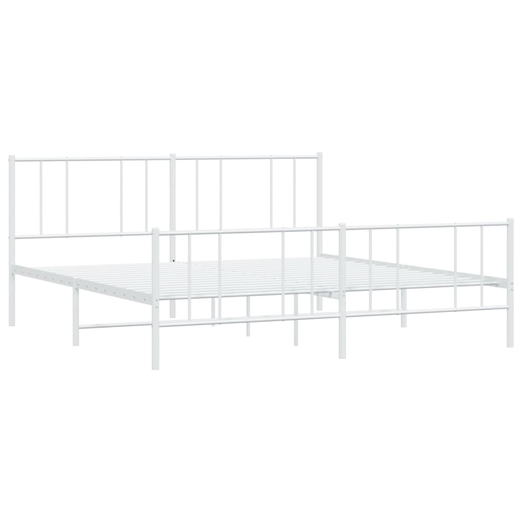 vidaXL Metal Bed Frame without Mattress with Footboard White 180x200cm