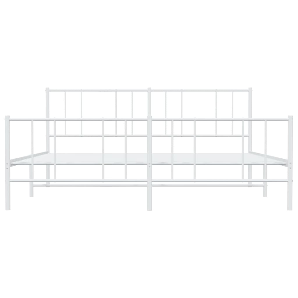 vidaXL Metal Bed Frame without Mattress with Footboard White 180x200cm