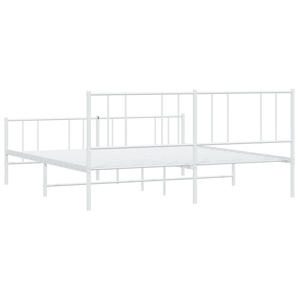 vidaXL Metal Bed Frame without Mattress with Footboard White 180x200cm