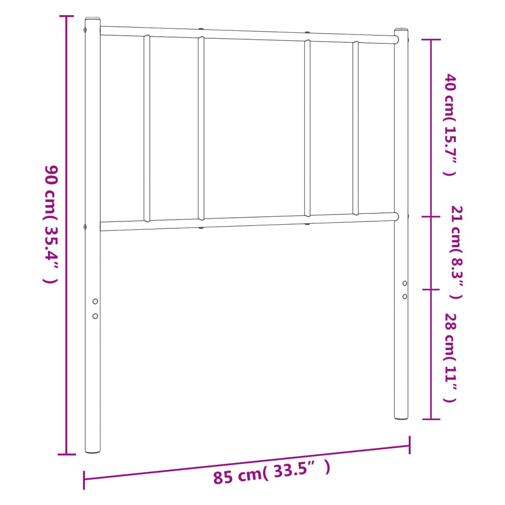 vidaXL Metal Headboard White 80 cm