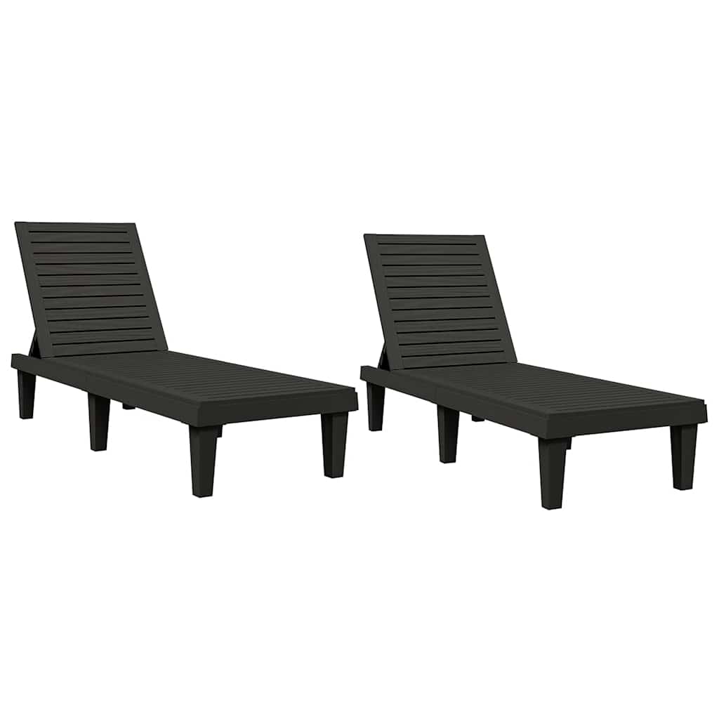 Sun Lounger | Set of 2 | Black | Polypropylene | Medium | Modern